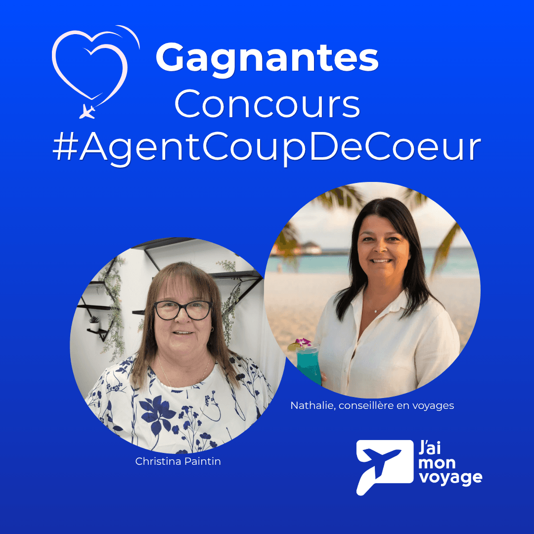 Affiche officielle du concours #AgentCoupDeCoeur — Christina Paintin, grande gagnante, et sa conseillère Nathalie Nolin